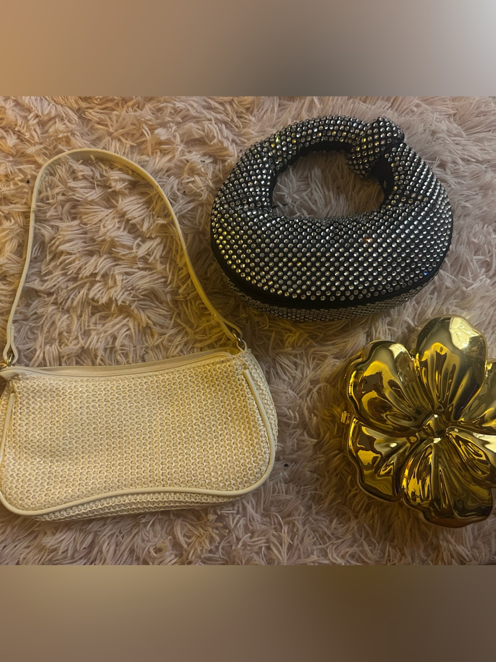 Cream Woven Shoulder Bag - Elegant Women's Handbag